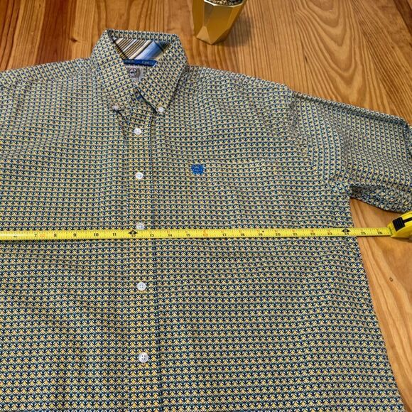 Cinch Mens Western Button Down Long Sleeve Geometric Size MED Rodeo Yellow Blue - Picture 5 of 6